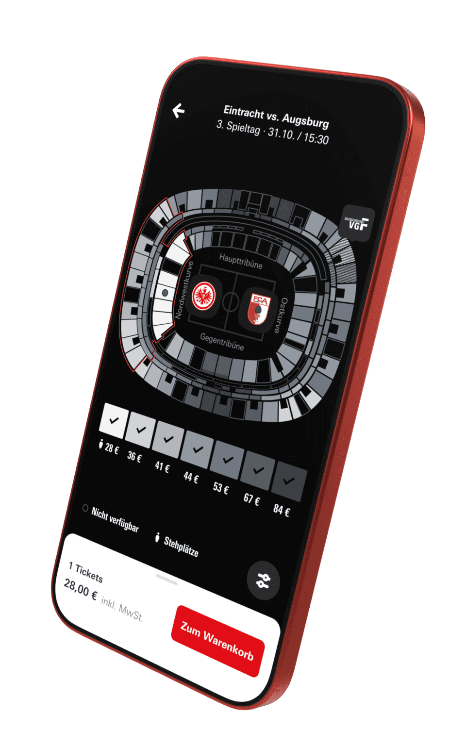 Interface-Design der App mainaqila in Smartphone Mockup
